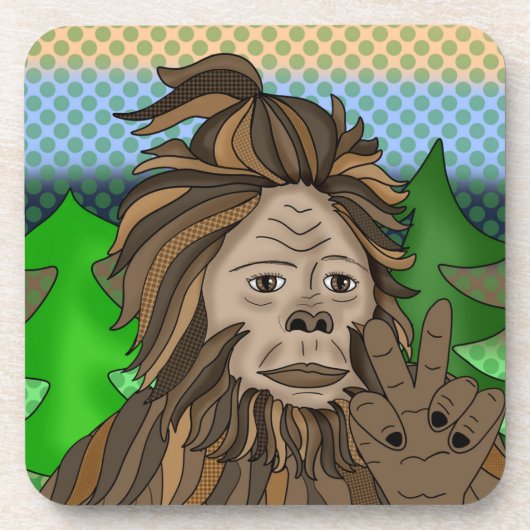 Peace Sign Bigfoot Sasquatch Bier Onderzetter (Voorkant)