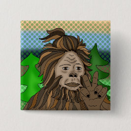 Peace Sign Bigfoot Sasquatch Vierkante Button 5,1 Cm