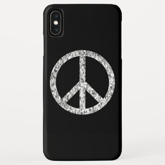 Peace Sign Black Silver Glitter Chic Case-Mate iPhone Case (Achterkant)