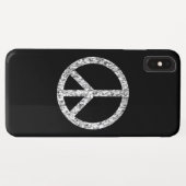 Peace Sign Black Silver Glitter Chic Case-Mate iPhone Case (Achterkant (horizontaal))