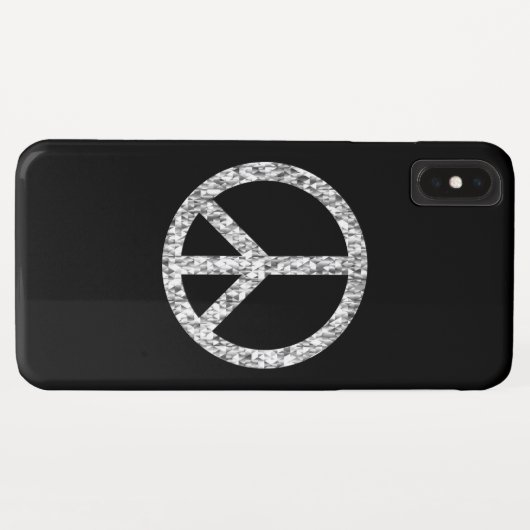 Peace Sign Black Silver Glitter Chic Case-Mate iPhone Case (Achterkant (horizontaal))