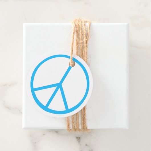 Peace Sign Blue Groovy Retro Fun Bedankjes Labels (In situ)