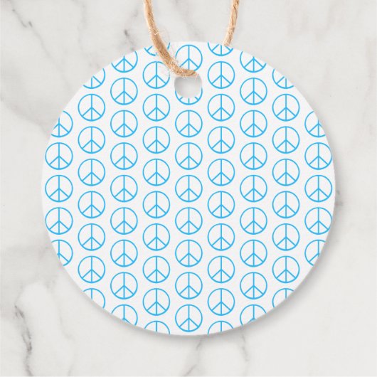 Peace Sign Blue Groovy Retro Fun Bedankjes Labels (Achterkant)