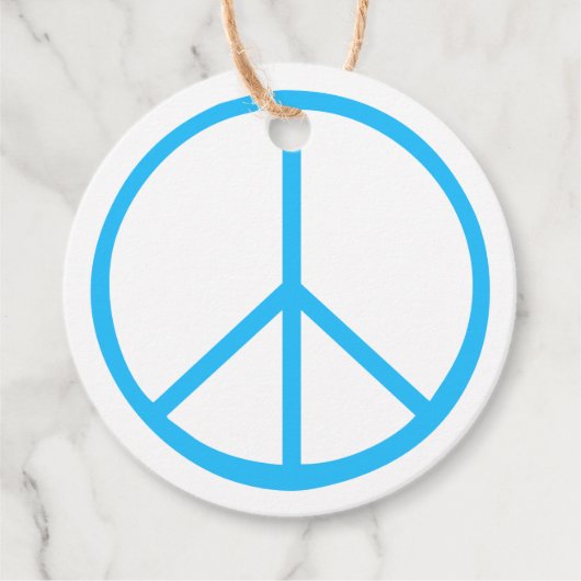 Peace Sign Blue Groovy Retro Fun Bedankjes Labels (Voorkant)