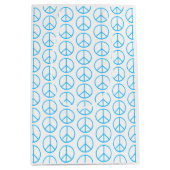 Peace Sign Blue Groovy Retro Fun Medium Cadeauzakje (Voorkant)