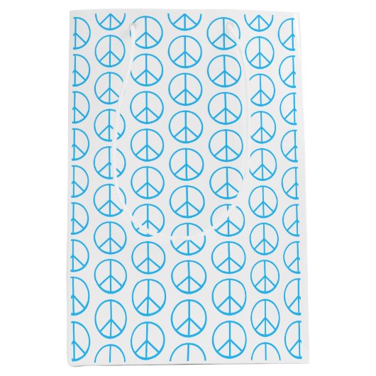 Peace Sign Blue Groovy Retro Fun Medium Cadeauzakje (Voorkant)