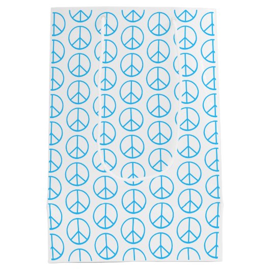Peace Sign Blue Groovy Retro Fun Medium Cadeauzakje (Achterkant)