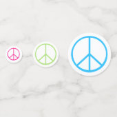 Peace Sign Blue Yellow Green Pink  Confetti (Achterkanten)