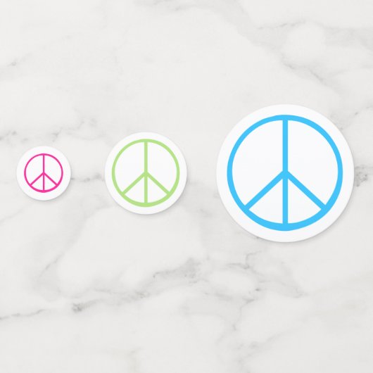 Peace Sign Blue Yellow Green Pink  Confetti (Achterkanten)