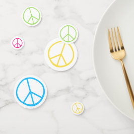 Peace Sign Blue Yellow Green Pink  Confetti