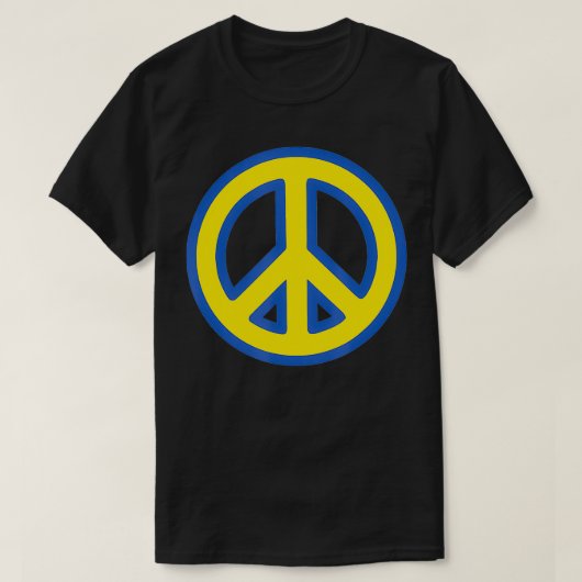 PEACE SIGN Blue & yellow Ukraine Solidarity UK T-shirt (Design voorkant)