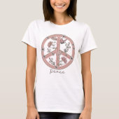 Peace Sign Boho Floral Butterfly Girly Retro T-shirt (Voorkant)
