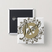 Peace Sign  Brown Vierkante Button 5,1 Cm (Voorkant /achterkant)