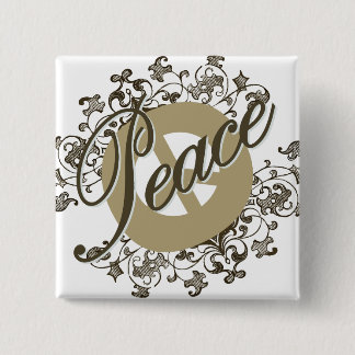 Peace Sign  Brown Vierkante Button 5,1 Cm