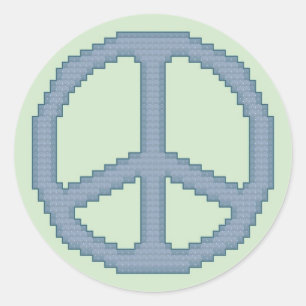 Peace Sign Cross Stitker Ronde Sticker