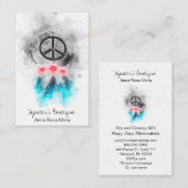 *~* Peace Sign Feathers Flowers Boho GrungeTribal Visitekaartje (Voorkant / Achterkant)