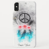 *~* Peace Sign Feathers Flowers GrungeTribal Boho Case-Mate iPhone Case (Achterkant)