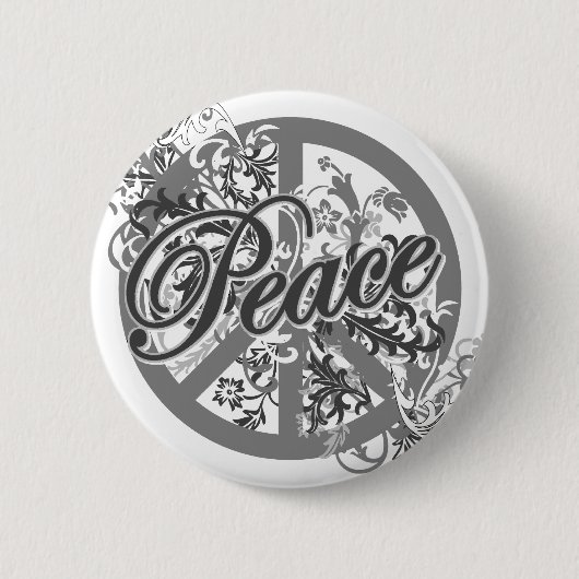 Peace Sign Filigree Art Ronde Button 5,7 Cm (Voorkant)