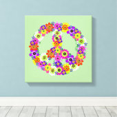 Peace Sign Floral Canvas Afdruk (Insitu (Houten vloer))