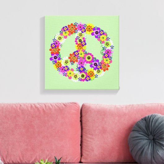 Peace Sign Floral Canvas Afdruk (Insitu (Woonkamer))