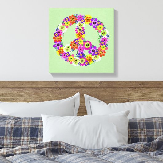 Peace Sign Floral Canvas Afdruk (Insitu (Slaapkamer))