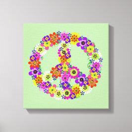 Peace Sign Floral Canvas Afdruk