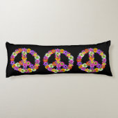 Peace Sign Floral in Black Lichaamskussen (Achterkant)