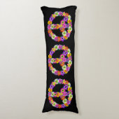 Peace Sign Floral in Black Lichaamskussen (Voorkant Verticaal)