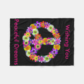 Peace Sign Floral in Black Peaceful Dreams Fleece Deken (Voorkant (Horizontaal))