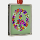Peace Sign Floral Metalen Ornament (Rechts)