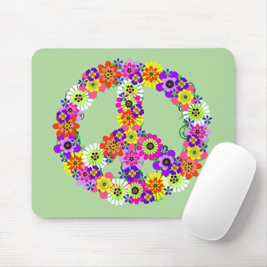 Peace Sign Floral Muismat (Met muis)