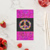 Peace Sign Floral op Black met Petals Servet (Insitu)