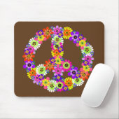Peace Sign Floral op Brown Muismat (Met muis)