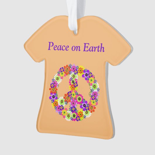 Peace Sign Floral op Peach Ornament (voorkant)