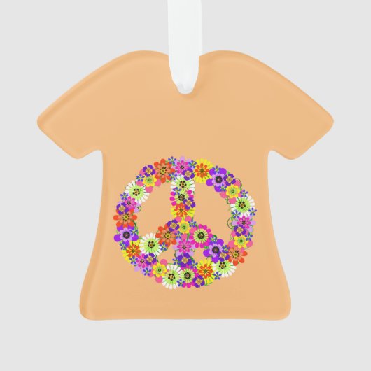 Peace Sign Floral op Peach Ornament (achterkant)