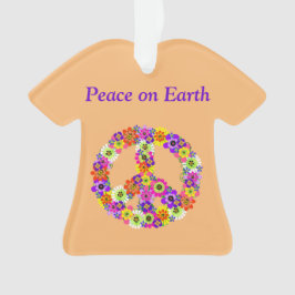 Peace Sign Floral op Peach Ornament