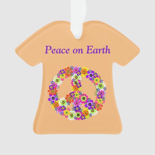 Peace Sign Floral op Peach Ornament (voorkant)