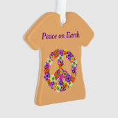 Peace Sign Floral op Peach Ornament (voorkant)