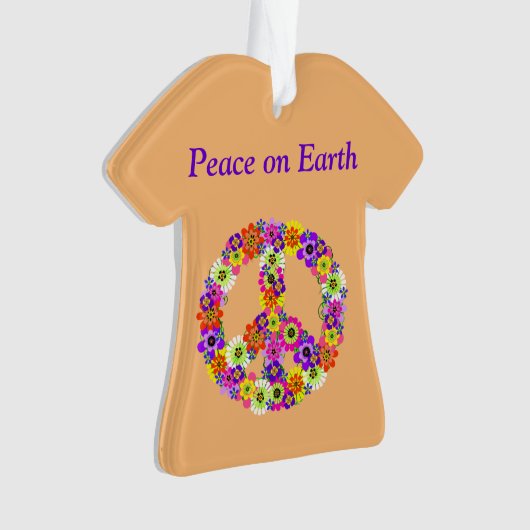 Peace Sign Floral op Peach Ornament (voorkant)