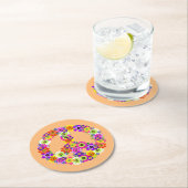 Peace Sign Floral op Peach Ronde Kartonnen Onderzetter (Insitu)