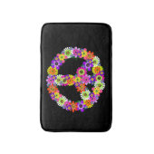 Peace Sign Floral op zwart Badmat (Voorkant Verticaal)