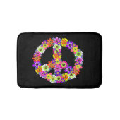Peace Sign Floral op zwart Badmat (Voorkant)