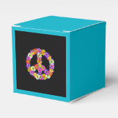 Peace Sign Floral op zwart Bedankdoosjes (Voorkant Zijde)