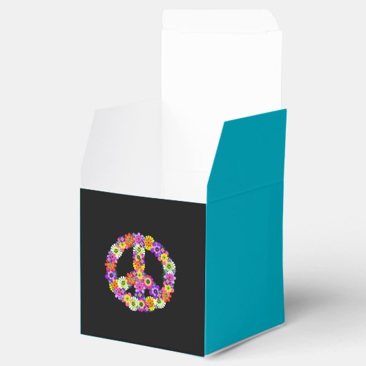 Peace Sign Floral op zwart Bedankdoosjes (Geopend)