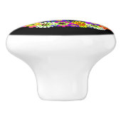 Peace Sign Floral op zwart Keramische Knop (Zijkant)