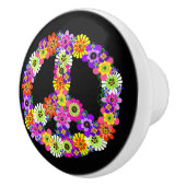 Peace Sign Floral op zwart Keramische Knop (Rechts)
