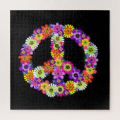 Peace Sign Floral op zwart Legpuzzel (Verticaal)