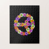 Peace Sign Floral op zwart Legpuzzel (Verticaal)