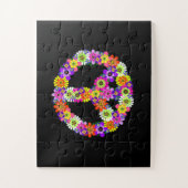 Peace Sign Floral op zwart Legpuzzel (Verticaal)