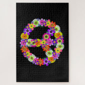 Peace Sign Floral op zwart Legpuzzel (Verticaal)